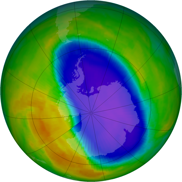 Antarctic ozone map for 17 October 1996
